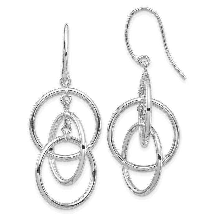 Buy Stylish 14K White Gold Polished Circle Drop Earrings - Affordable Luxury!-1