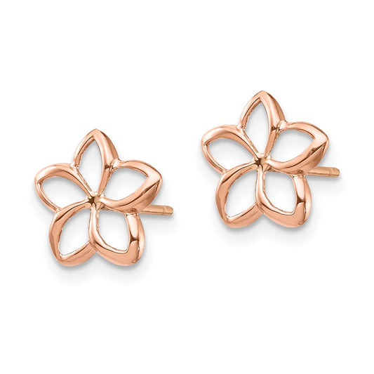 Buy Exclusive 14K Rose Gold Plumeria Cutout Stud Earrings - Stylish Design