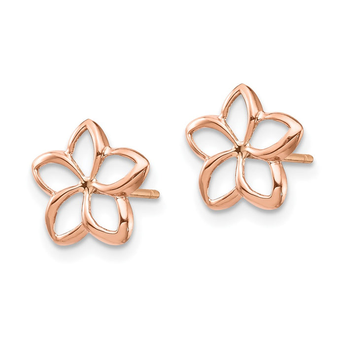 Buy Exclusive 14K Rose Gold Plumeria Cutout Stud Earrings - Stylish Design-2