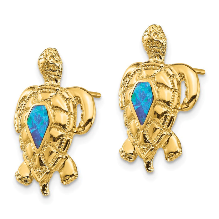 Shop Stylish 14K Gold Created Opal Turtle Stud Earrings - Luxury Value!-2