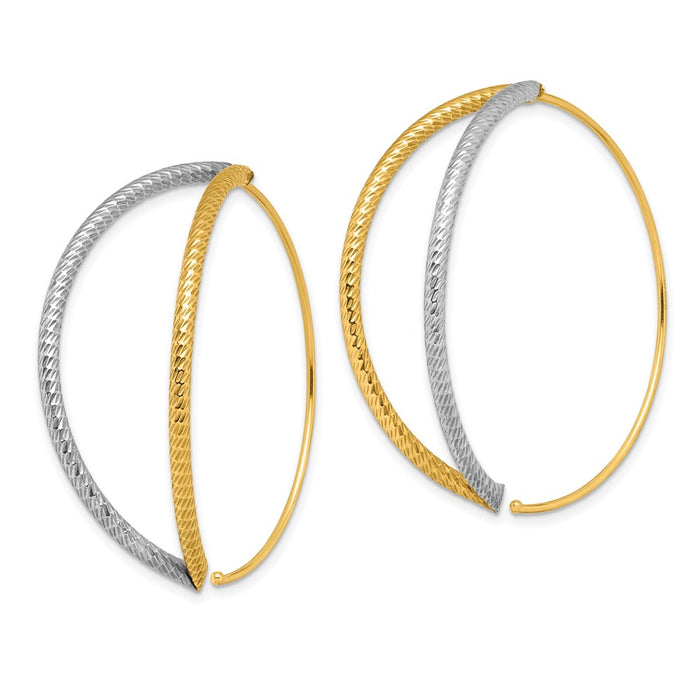 Buy Exclusive 14K White Gold Diamond-Cut Threader Earrings - Stylish Design-2