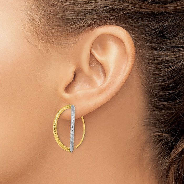 Exclusive 14K Gold Rhodium-Plated Diamond-Cut Dangle Threader Earrings - Stylish Value-3