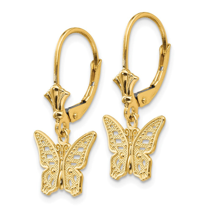 High-Quality 14K Gold Butterfly Leverback Earrings - Stylish & Affordable!-2