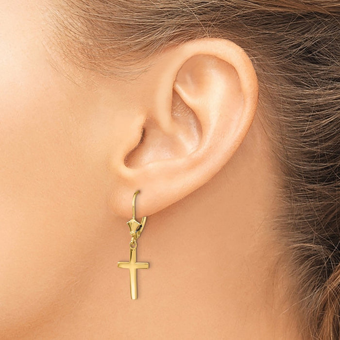 Shop Stylish 14K Gold Polished Cross Leverback Earrings - High-Quality Design-3