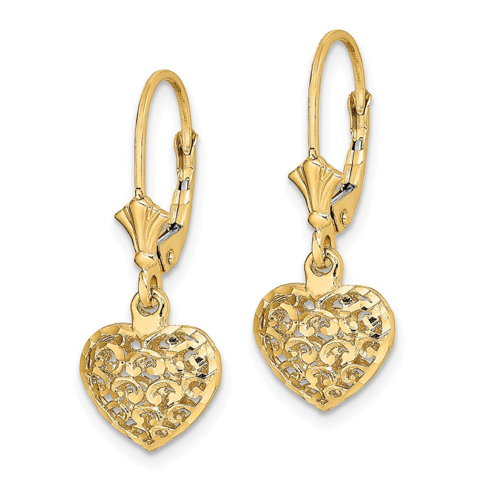 Buy 14K Gold Diamond-Cut Mini Puffed Heart Earrings - Stylish & Affordable!-2