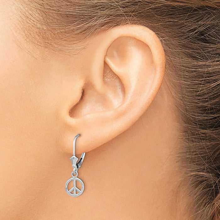 Shop Exclusive 14K White Gold 3D Peace Sign Leverback Earrings - Stylish Value!-3