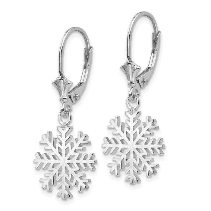 Shop Stylish 14K White Gold Snowflake Leverback Earrings - Exclusive Design-3