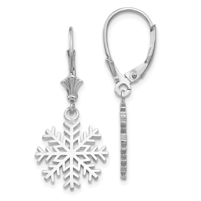 Shop Stylish 14K White Gold Snowflake Leverback Earrings - Exclusive Design-1