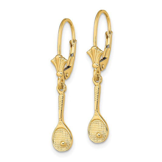 Exclusive 14K Gold Polished Tennis Racquet & Ball Earrings - Stylish Value