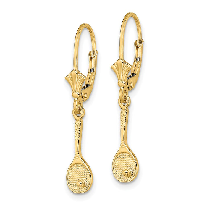 Exclusive 14K Gold Polished Tennis Racquet & Ball Earrings - Stylish Value-2
