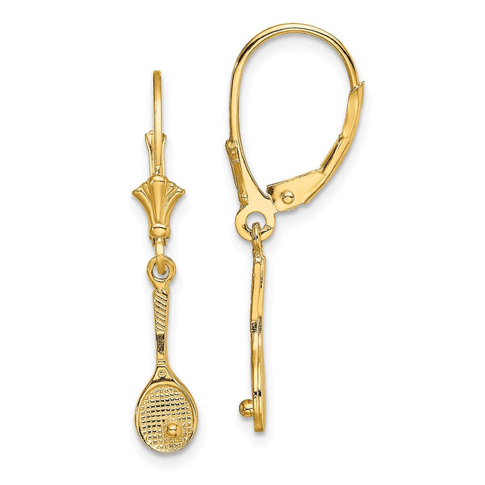 Exclusive 14K Gold Polished Tennis Racquet & Ball Earrings - Stylish Value-1