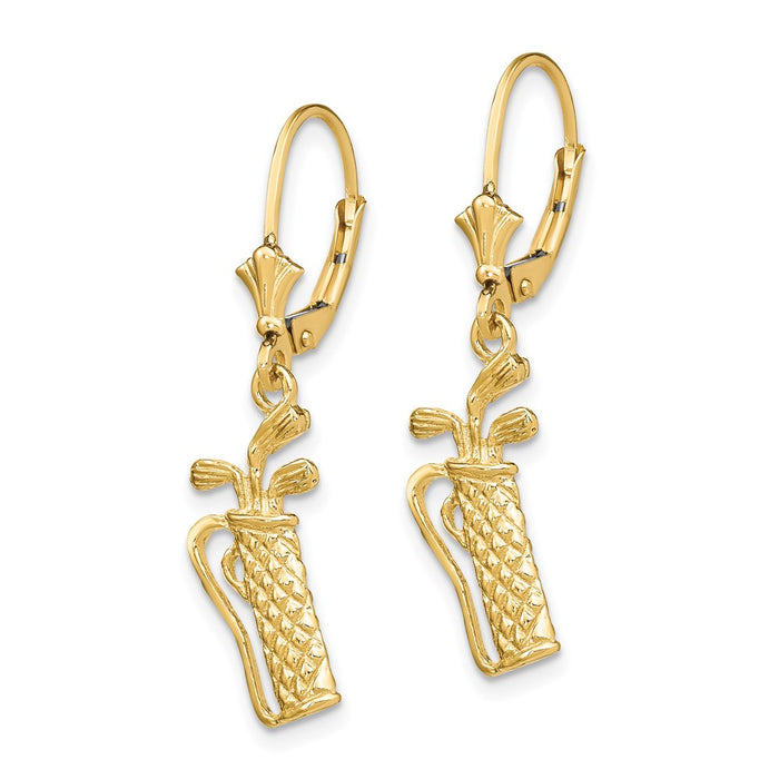 Buy Stylish 14K Gold Textured Golf Bag Leverback Earrings - Exclusive Design-2