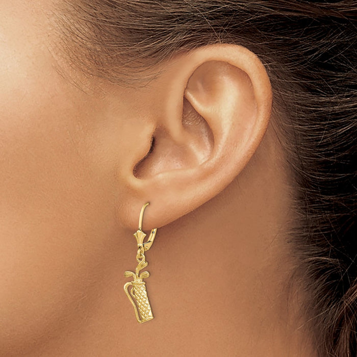 Buy Stylish 14K Gold Textured Golf Bag Leverback Earrings - Exclusive Design-3