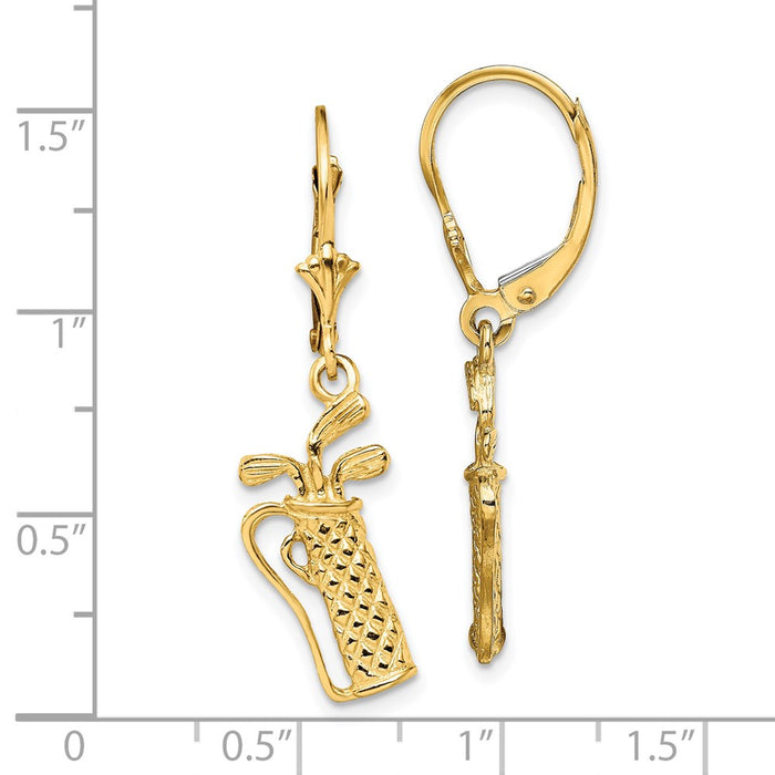 Buy Stylish 14K Gold Textured Golf Bag Leverback Earrings - Exclusive Design-4