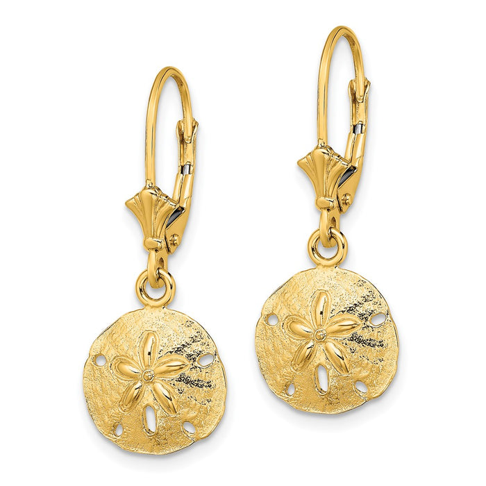 High-Quality 14K Gold Polished Sand Dollar Earrings - Stylish Value for You!-2