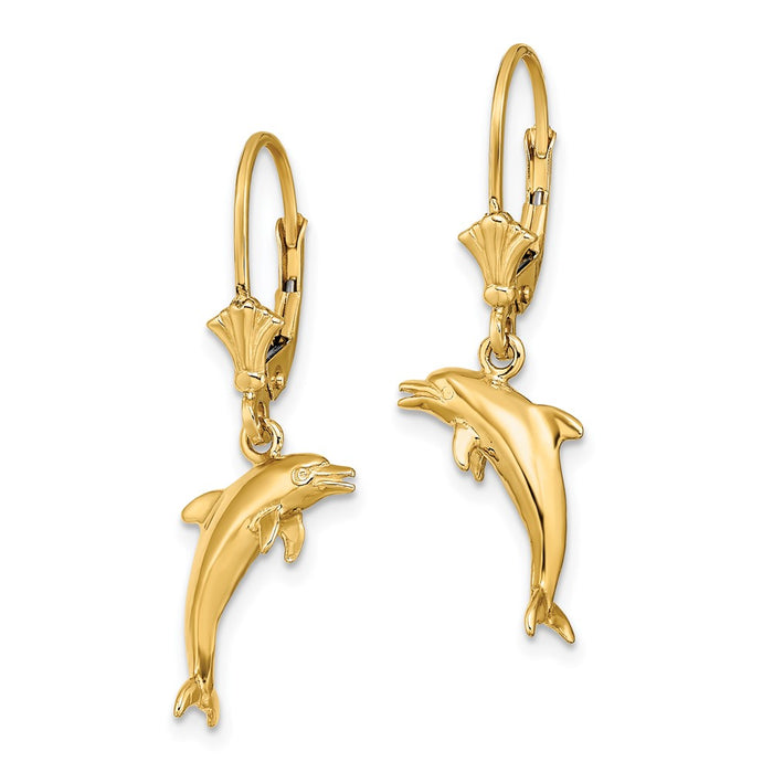 Buy Stylish 14K Gold 3D Mini Dolphin Leverback Earrings - Affordable Luxury-2