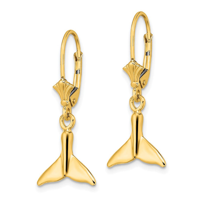 Shop Stylish 14K Gold Petite Whale Tail Leverback Earrings - Exclusive Design!-2