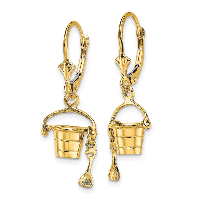 Shop 14K Gold 3D Beach Bucket Earrings - Stylish Leverback Design, Affordable!-2