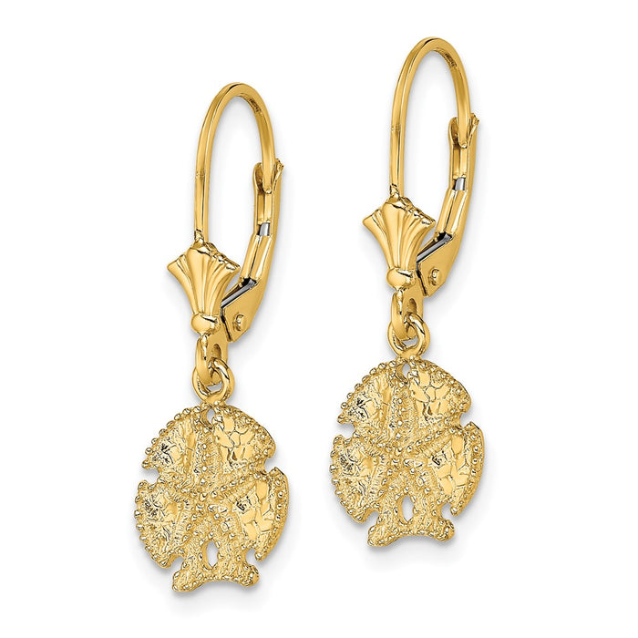 High-Quality 14K Gold Sand Dollar & Star Leverback Earrings | Stylish Value-2