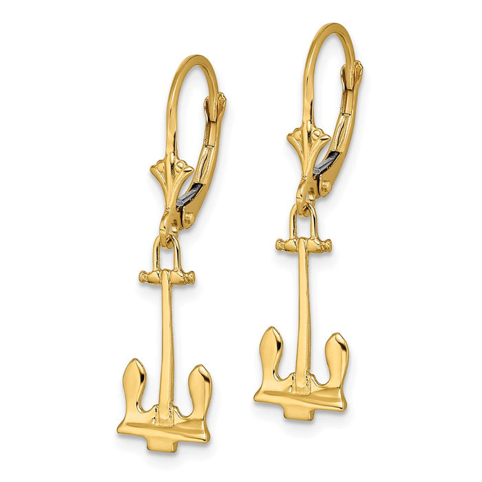 Buy Stylish 14K Gold Polished Navy Anchor Earrings - Affordable Luxury Design-2