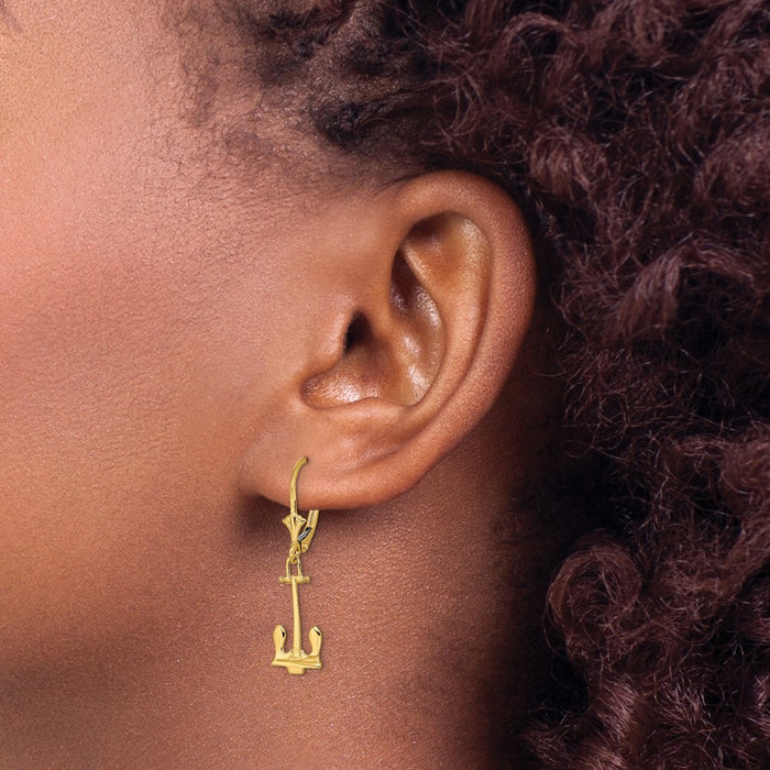 Buy Stylish 14K Gold Polished Navy Anchor Earrings - Affordable Luxury Design-3