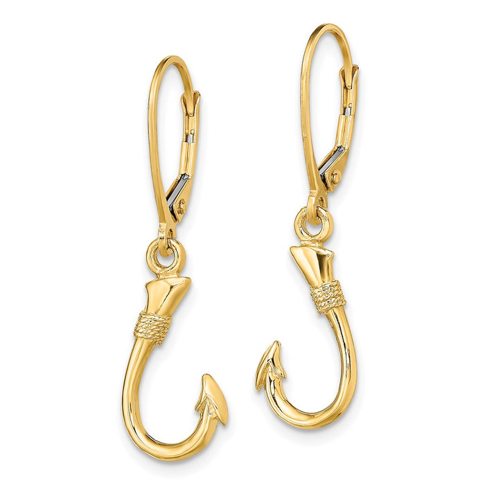 High-Quality 14K Gold 3D Fish Hook Leverback Earrings - Stylish Luxury Value-2