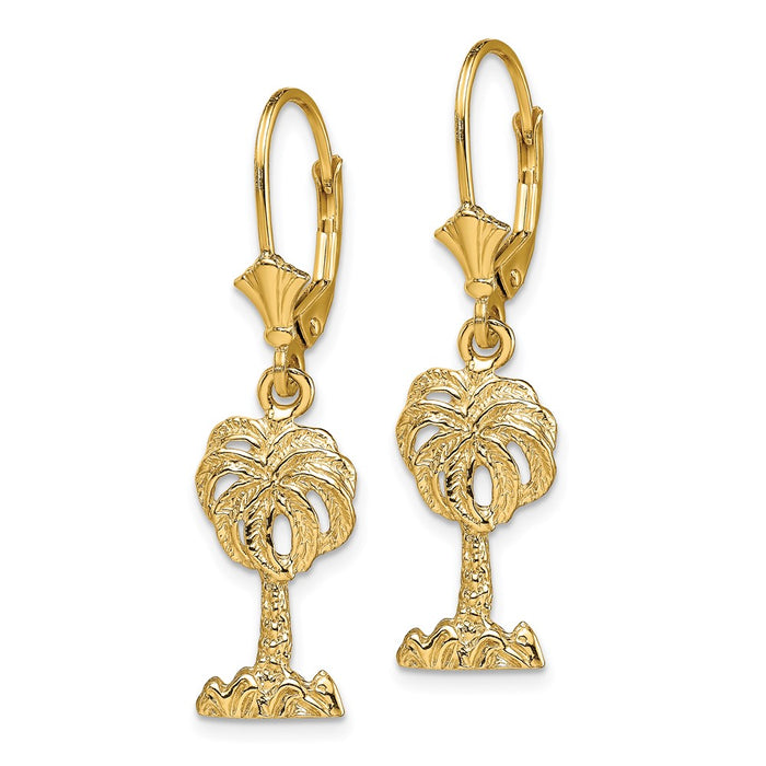 Buy Stylish 14K Gold Palm Tree Leverback Earrings - Luxury & Quality Design-2
