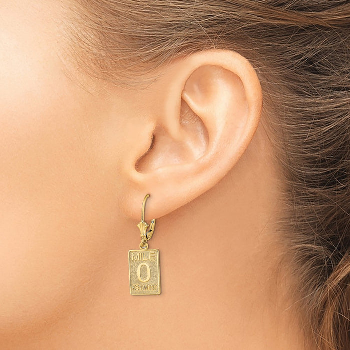 Exclusive 14K Gold Mile Marker 0 Leverback Earrings - Stylish & Affordable!-3
