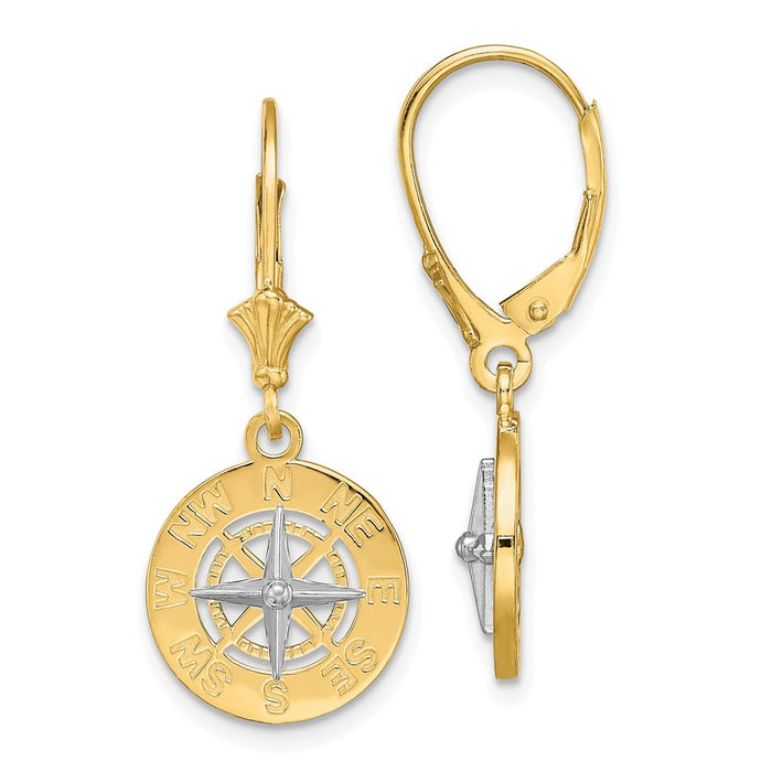 High-Quality 14K White Gold Mini Nautical Compass Earrings - Stylish Value-1