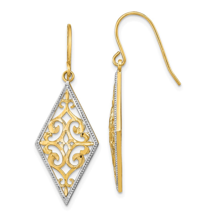 Shop Stylish 14K Gold Rhodium-Plated Diamond-Shaped Dangle Earrings-1