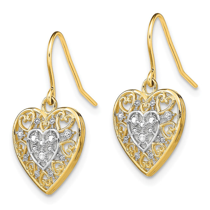 Buy 14K Gold Filigree Heart Earrings - Stylish & Rhodium-Plated Design-2