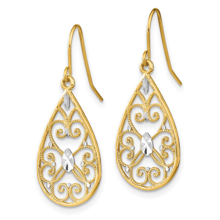 Buy 14K Gold & Rhodium Plated Dangle Earrings - Stylish, Lightweight Design-2
