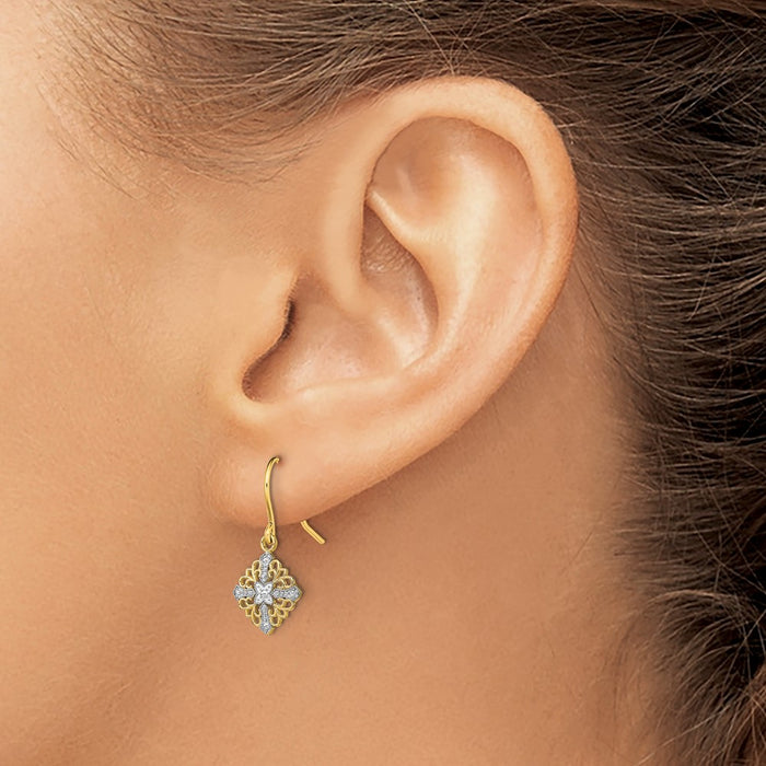 Shop Exclusive 14K Gold & Rhodium Fancy Filigree Dangle Earrings, Stylish Design-3