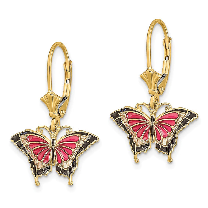 Buy Exclusive 14K Pink Enamel Butterfly Earrings - Stylish & Affordable Elegance-2