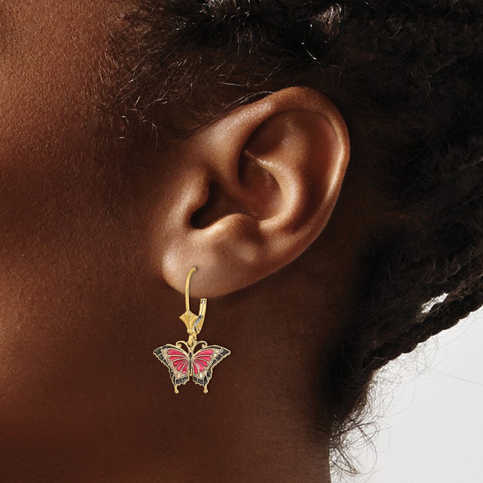 Buy Exclusive 14K Pink Enamel Butterfly Earrings - Stylish & Affordable Elegance-3