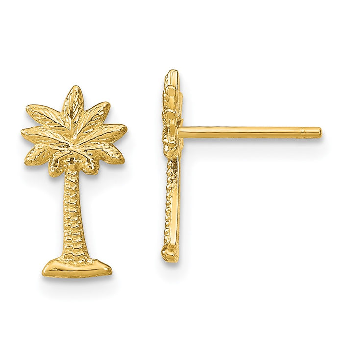 Shop Stylish 14K Gold Palm Tree Stud Earrings - High-Quality Design-1