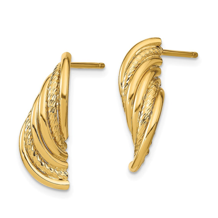 Shop 14K Gold Twisted Post Dangle Earrings - Stylish Diamond Cut Design-2
