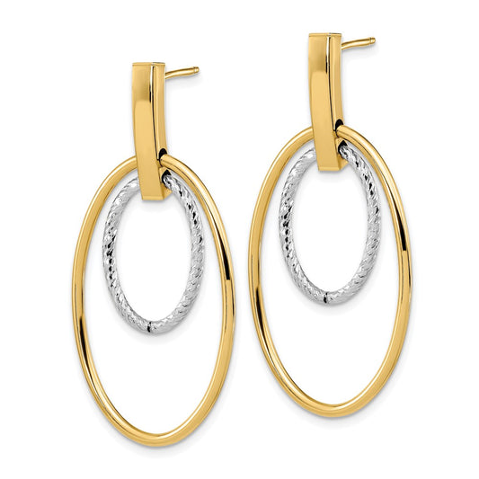 Shop Stylish 14K Two-Tone Polished Diamond-Cut Dangle Earrings - Luxury Value!