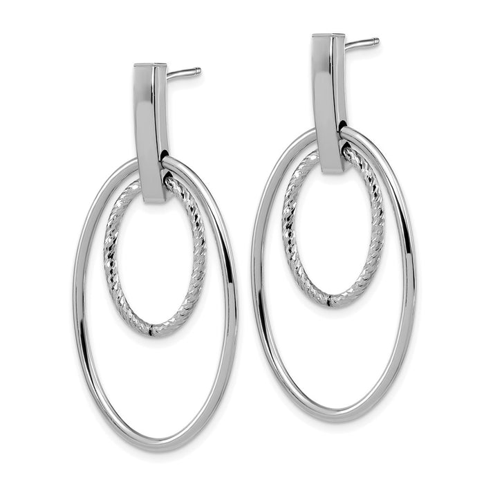 Buy Stylish 14K White Gold Polished Diamond-Cut Dangle Earrings - 1.5"-2