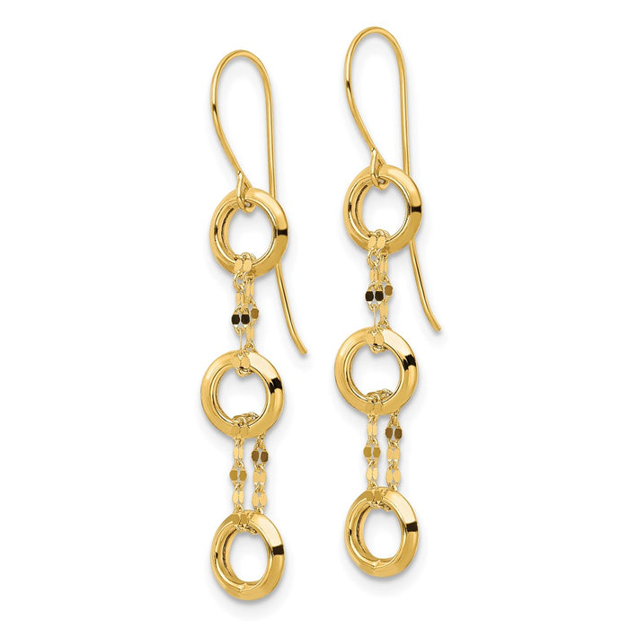 Exclusive 14K Gold Triple Circle Drop Earrings - Stylish & Affordable Jewelry-2