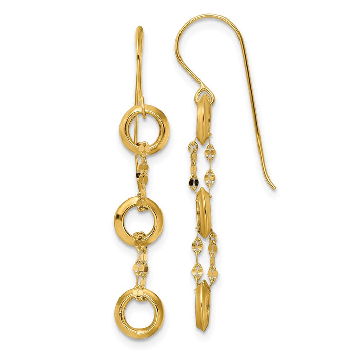Exclusive 14K Gold Triple Circle Drop Earrings - Stylish & Affordable Jewelry-1