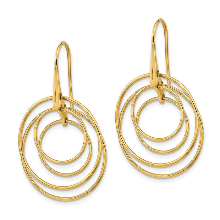 Buy 14K Gold Polished Circle Dangle Earrings - Stylish & Affordable Luxury-2