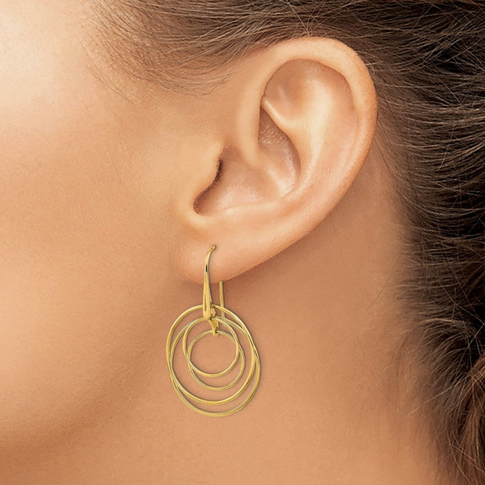 Buy 14K Gold Polished Circle Dangle Earrings - Stylish & Affordable Luxury-3