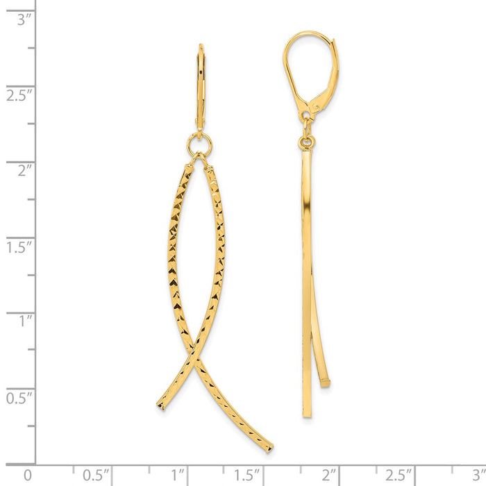 Exclusive 14K Gold Polished Diamond-Cut Dangle Earrings - Stylish & Affordable-3