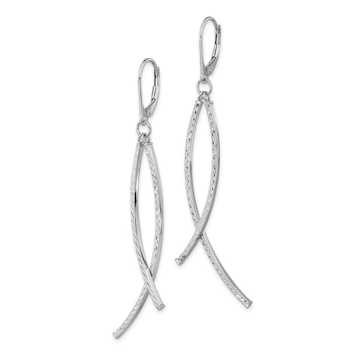 Shop Stylish 14K White Gold Diamond-Cut Dangle Earrings - Affordable Luxury!-2