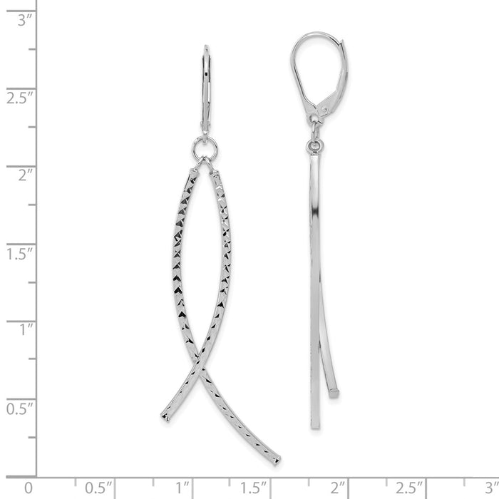 Shop Stylish 14K White Gold Diamond-Cut Dangle Earrings - Affordable Luxury!-3