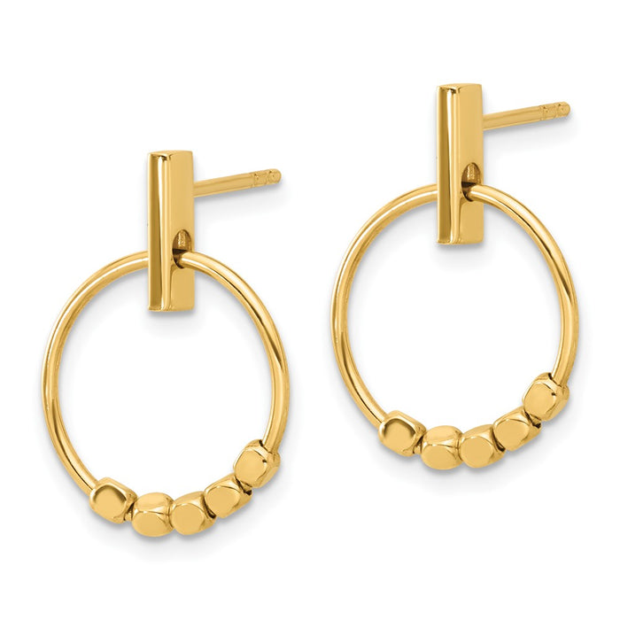 Shop Stylish 14K Gold Polished Circle Drop Earrings - Luxury Design, Lightweight-2