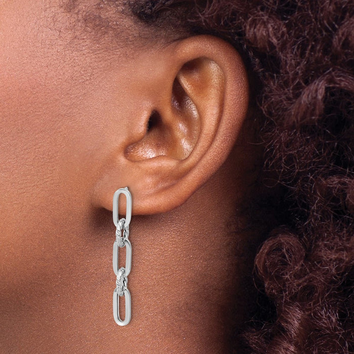 Buy Stylish 14K White Gold Twisted Chain Link Dangle Earrings, 1.5" Long-3