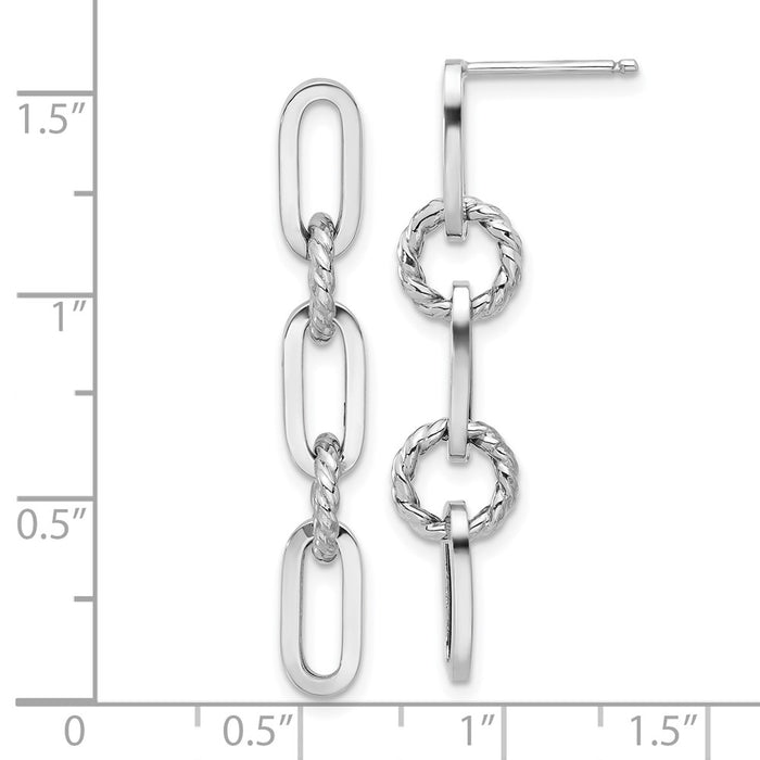 Buy Stylish 14K White Gold Twisted Chain Link Dangle Earrings, 1.5" Long-4