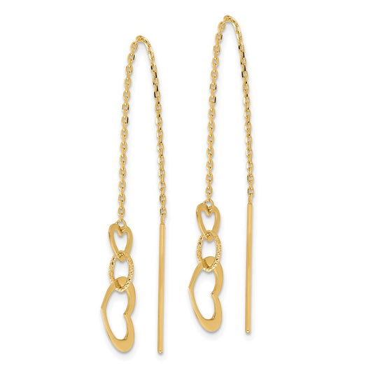 Buy Stylish 14K Gold Polished Heart Threader Earrings - Affordable Luxury